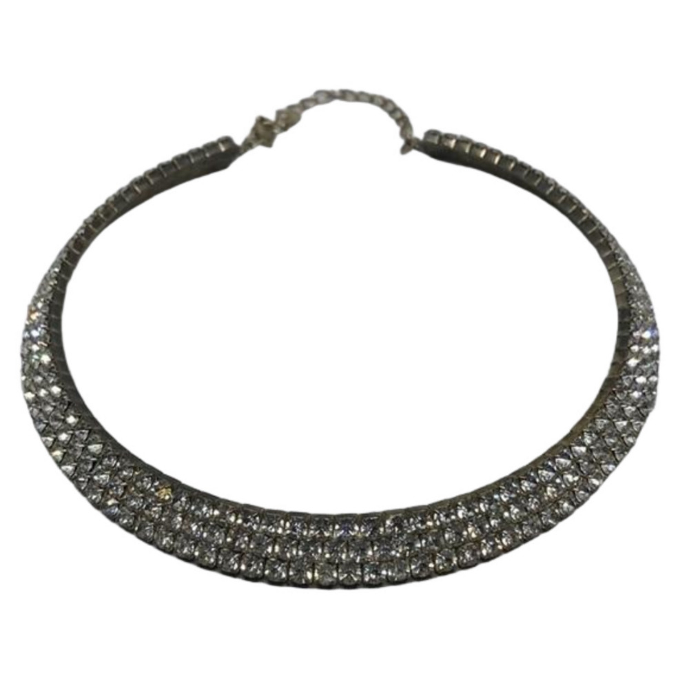 𝅺Vintage ring collar/choker rhinestone dazzling glam necklace